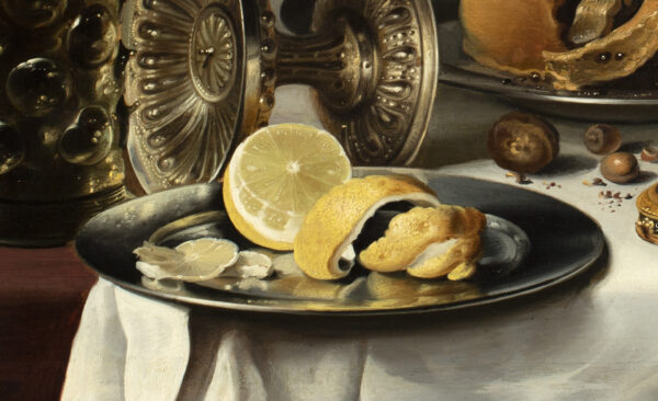 Pieter Claesz - still life with roemer, tazza and lemon - Dutch Old Master painting for sale 6