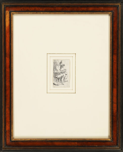 Rembrandt van Rijn ets etching drawing for sale - Beggar seated warming his hands at a chafing dish