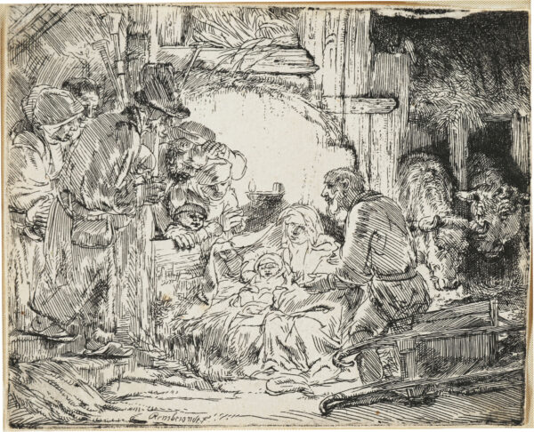 REMBRANDT van RIJN - The adoration of the shepherds with the lamp (kf) fbuy etching for sale ets te koop