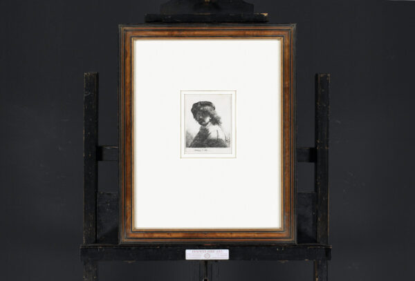 Rembrandt van Rijn etching for sale ets te koop - Self-Portrait in a Cap and Scarf with the Face Dark Bust 2