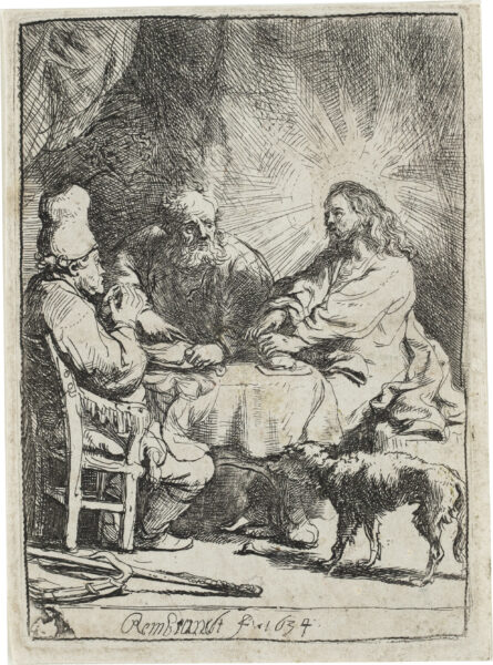 Rembrandt van Rijn etching for sale ets te koop- Christ at Emmaus; the Smaller Plate, 1634 2
