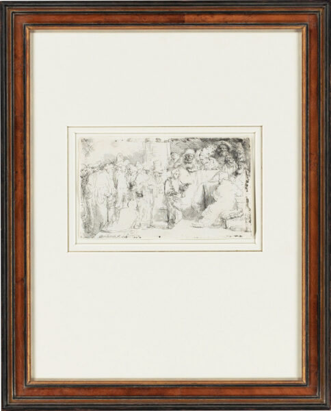 Rembrandt van Rijn - Christ disputing with the Doctors A sketch 1652 etching for sale ets te koop buy art