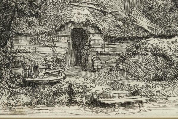 Rembrandt van Rijn - Landscape with a cottage and a large tree etching for sale ets te koop buy 3
