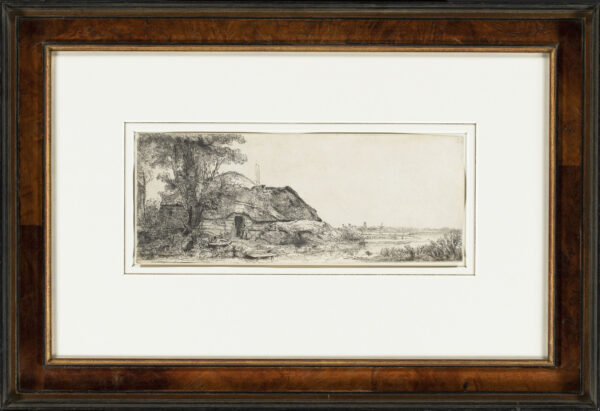 Rembrandt van Rijn - Landscape with a cottage and a large tree etching for sale ets te koop buy 4