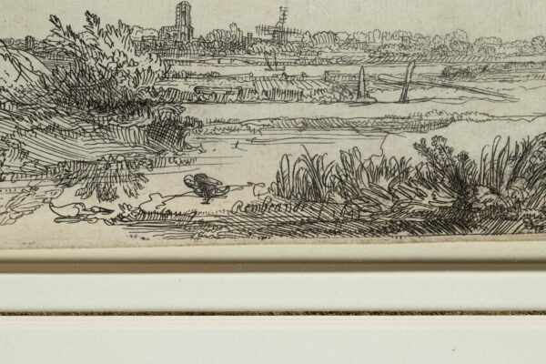 Rembrandt van Rijn - Landscape with a cottage and a large tree etching for sale ets te koop buy 2