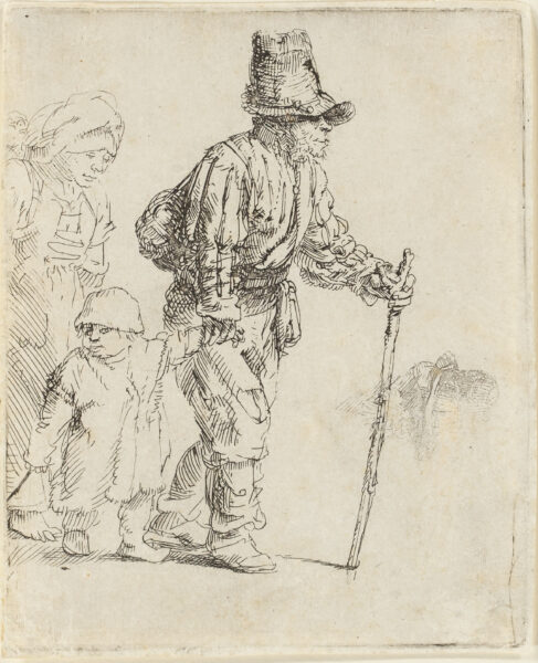 Rembrandt van Rijn - Peasant Family on the Tramp etching for sale buy art ets te koop 2