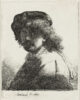 Rembrandt van Rijn etching for sale ets te koop - Self-Portrait in a Cap and Scarf with the Face Dark Bust 1