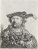 Rembrandt van Rijn - Self-Portrait in a Velvet Cap with Plume, 1638 (kf) etching for sale buy ets te koop