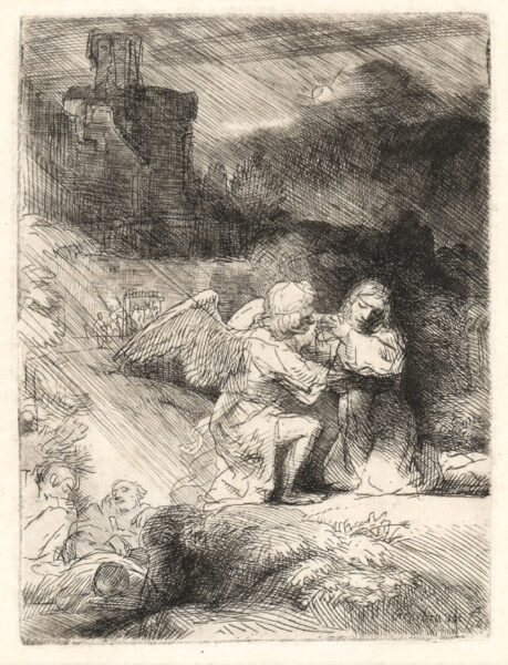 Rembrandt van Rijn - The Agony in the Garden etching for sale ets te koop