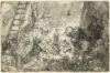 Rembrandt van Rijn - The Circumcision in the Stable, 1654 etching for sale ets te koop buy