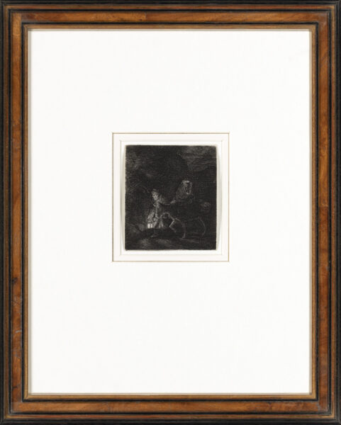 Rembrandt van Rijn - The Flight into Egypt; A night piece - framed (CM22) etching for sale buy ets te koop