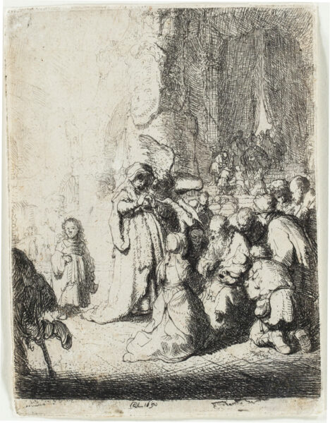 Rembrandt van Rijn etching for sale ets te koop - The Presentation in the Temple with the Angel; Small Plate, 1630