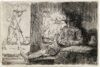 Rembrandt van Rijn - “The Ringball or Kolf Player” (‘Het Klosbaantje’), 1654 signature etching for sale ets te koop buy art 2