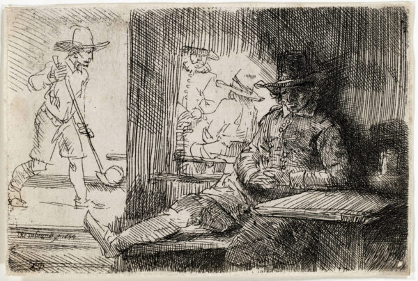 Rembrandt van Rijn - “The Ringball or Kolf Player” (‘Het Klosbaantje’), 1654 signature etching for sale ets te koop buy art 2