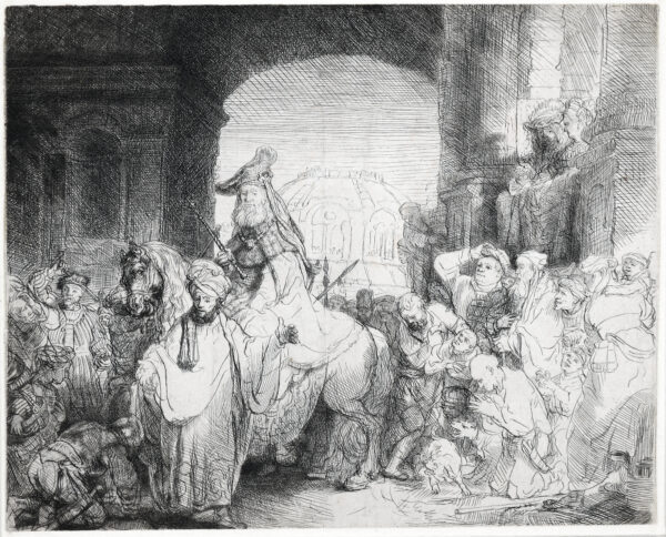 Rembrandt van Rijn - The Triumph of Mordecai (kf) etching for sale buy ets te koop