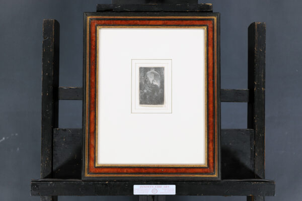 Rembrandt van Rijn - a Hurdy-gurdy player (The Schoolmaster) etching for sale buy ets te koop