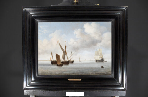 Willem van de Velde the Younger A Galjoot and a Smalship at anchor and a small Kaag under sail Old Master painting for sale