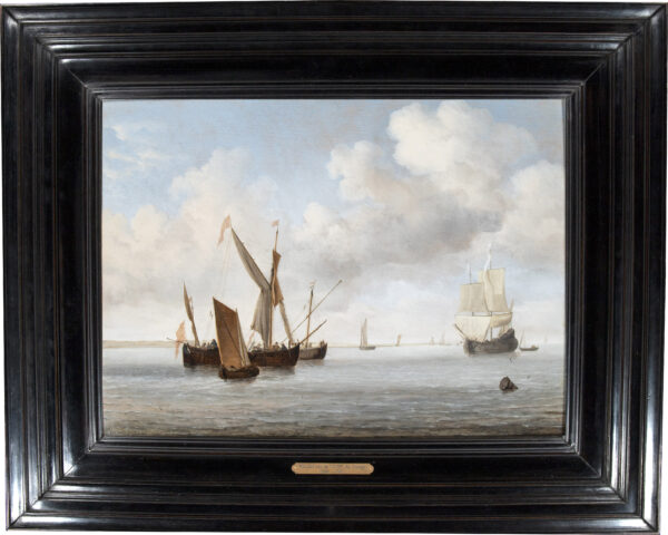 Willem van de Velde the Younger A Galjoot and a Smalship at anchor and a small Kaag under sail Old Master painting for sale 2