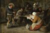 Cornelis Dusart Old Master painting for sale - Peasants seated at a table eating and drinking outside a tavern 4