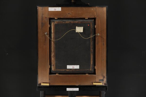 Cornelis Dusart Old Master painting for sale - Peasants seated at a table eating and drinking outside a tavern 3