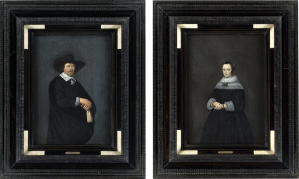 Gerard ter Borch Old Master painting for sale - Portrait of a Gentleman and his wife aged 39, in a dark dress 3