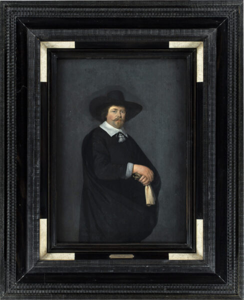 Gerard ter Borch Old Master painting for sale - Portrait of a Gentleman aged 39, in a dark dress 7