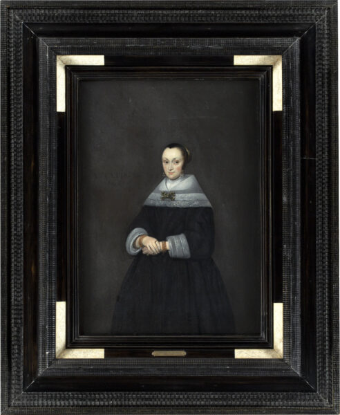 Gerard ter Borch Old Master painting for sale - Portrait of his Wife aged 39, in a dark dress 2