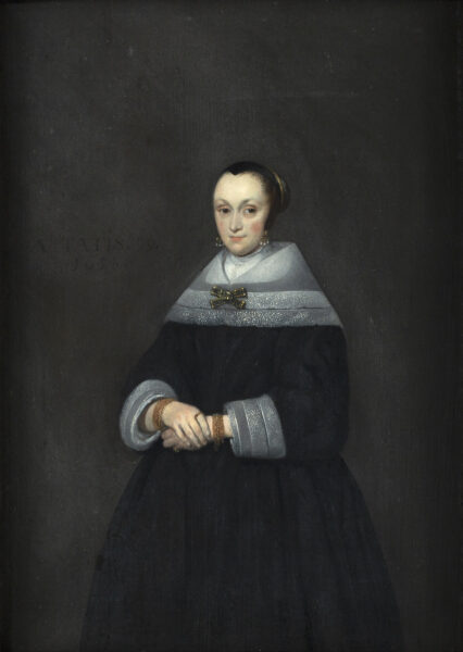 Gerard ter Borch Old Master painting for sale - Portrait of his Wife aged 39, in a dark dress
