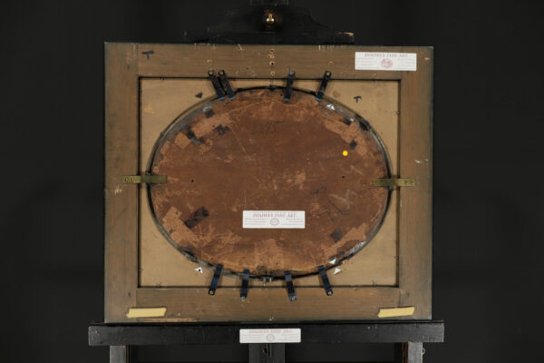 Jan Coelenbier Old Master painting - River landscape with fortified town and a windmill on a bastion (verso)