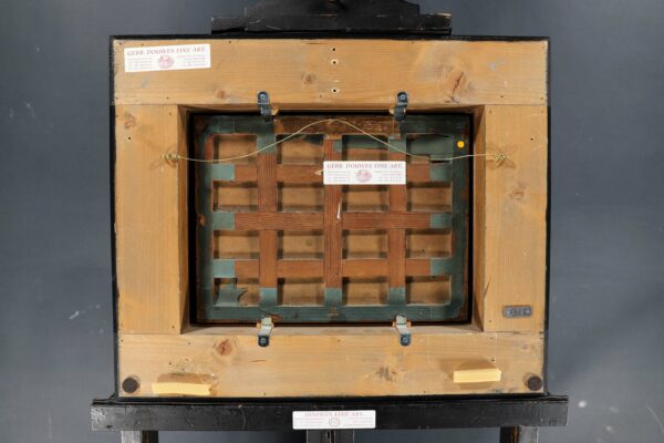 Jan van Kessel the Elder Old Master Painting for sale - A River Landscape with landing-stage and many figures (verso)