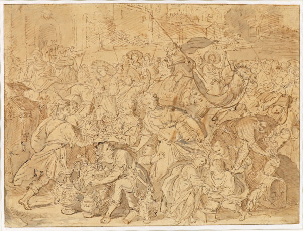 Francken the Younger, Frans - The Departure of the Isrealites from Egypt Old Master drawing for sale te koop 2