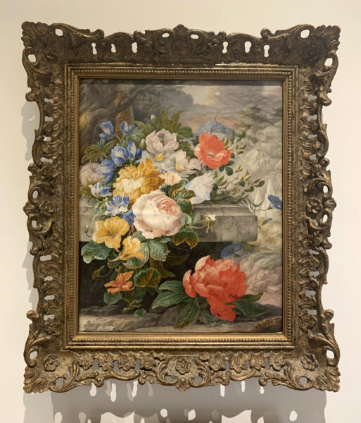 HENSTENBURG, Herman - Still life with flowers on a stone ledge Old Master drawing for sale te koop 2