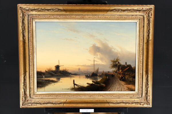 Charles Leickert View of the old and the new church in Delft Dutch romantic painting for sale schilderij te koop 3