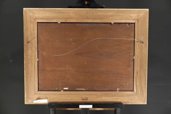 Charles Leickert View of the old and the new church in Delft Dutch romantic painting for sale schilderij te koop verso