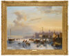 Nicolaas Johannes Roosenboom - Skaters on the IJ, Amsterdam winterscene painting schilderij te koop 2