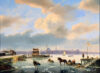 Nicolaas Roosenboom Merry-making on the frozen IJ, Amsterdam winterscene schilderij te koop painting for sale