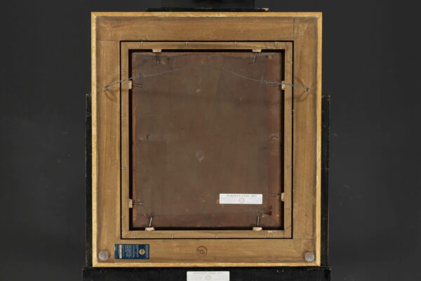 Cornelis Springer - Figures and shopkeepers in a market square near a church, 1848 painting for sale verso