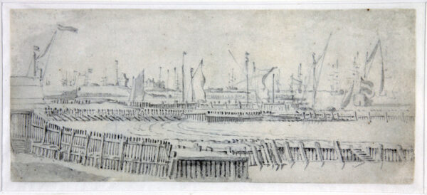 Velde II, Willem van de - The Dutch Fleet in the Harbour at Den Helder Old Master Drawing 17th century