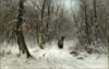 Louis Apol Figures walking through a snowy forest in winter schilderij te koop 2