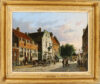Adrianus Eversen A lively Dutch town view on a sunny day schilderij te koop 2