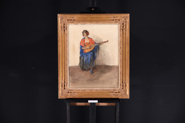 Isaac Israels aquarel te koop Guusje, the wife of Kees van Dongen, playing the Mandoline 1916 art for sale 3